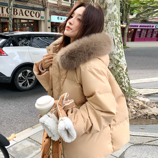 香榭颂狐狸毛短款羽绒服女2025冬新款90白鸭绒加厚宽松小个子外套