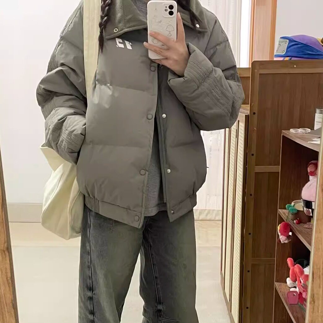 羽绒服女短款男潮牌小个子美式