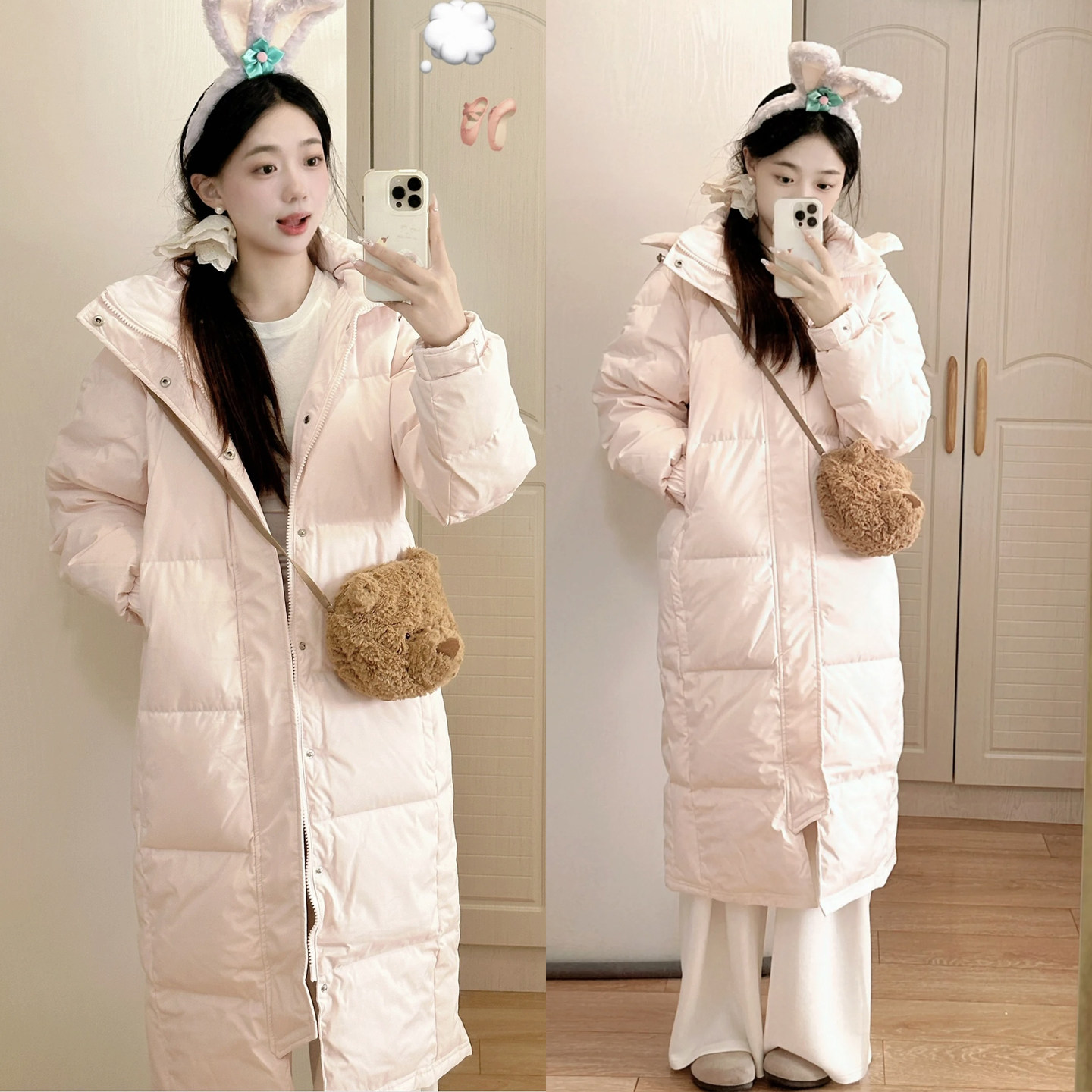 长款过膝羽绒服女中戏艺考校服