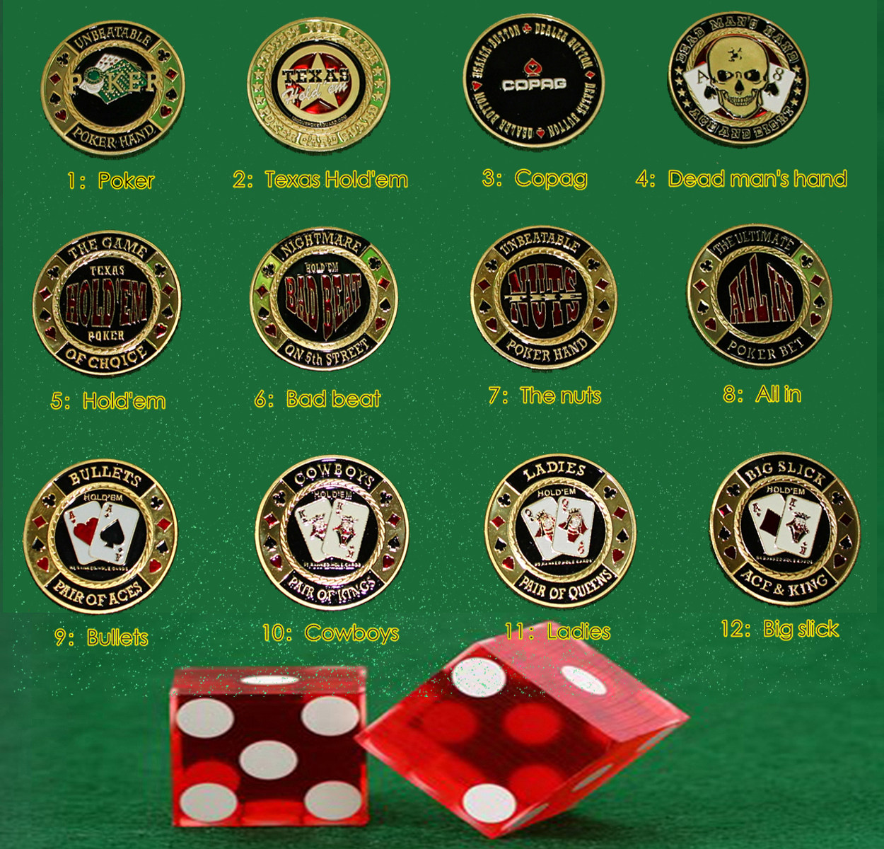 精品德州扑克金属钱币 百家乐压牌器 22款可选带盒澳门纪念筹码片