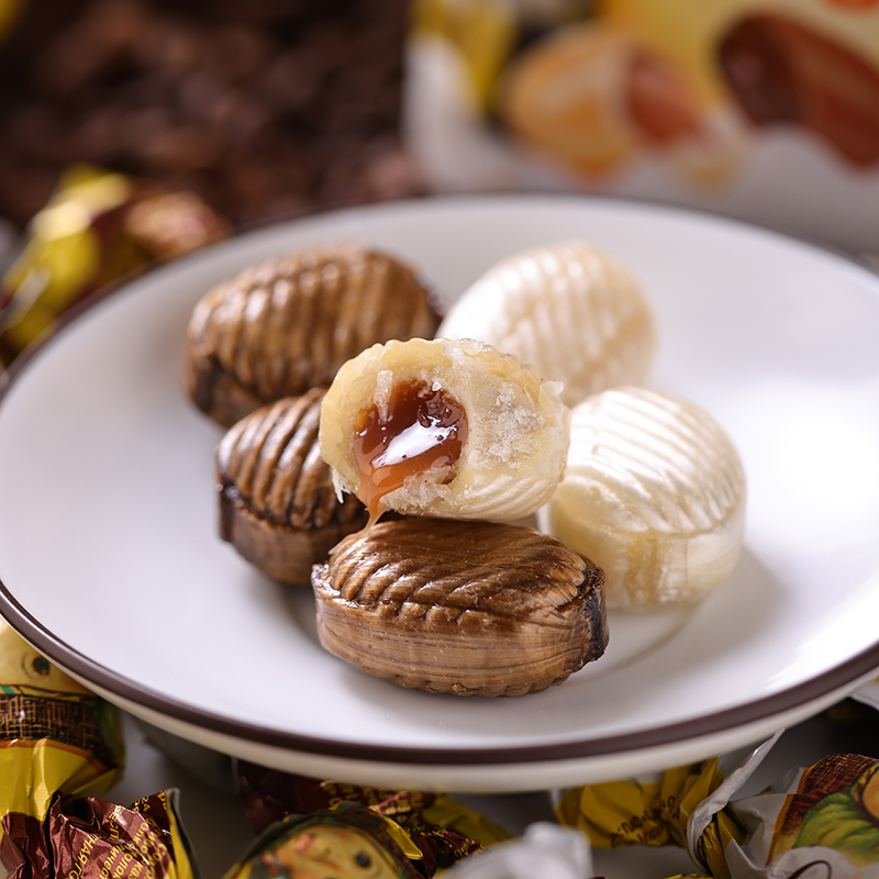 俄罗斯进口爱莲巧牛奶巧克力夹心硬糖独立包装大头娃娃网红糖果