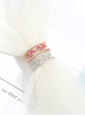 韩版时尚风微镶锆石心形戒指