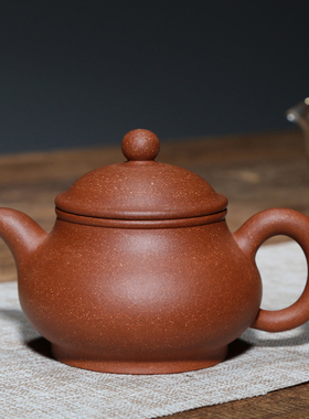 宜兴紫砂壶纯手工泡茶壶水壶名家吴海良原矿桃花贵妃泥210CC潘壶
