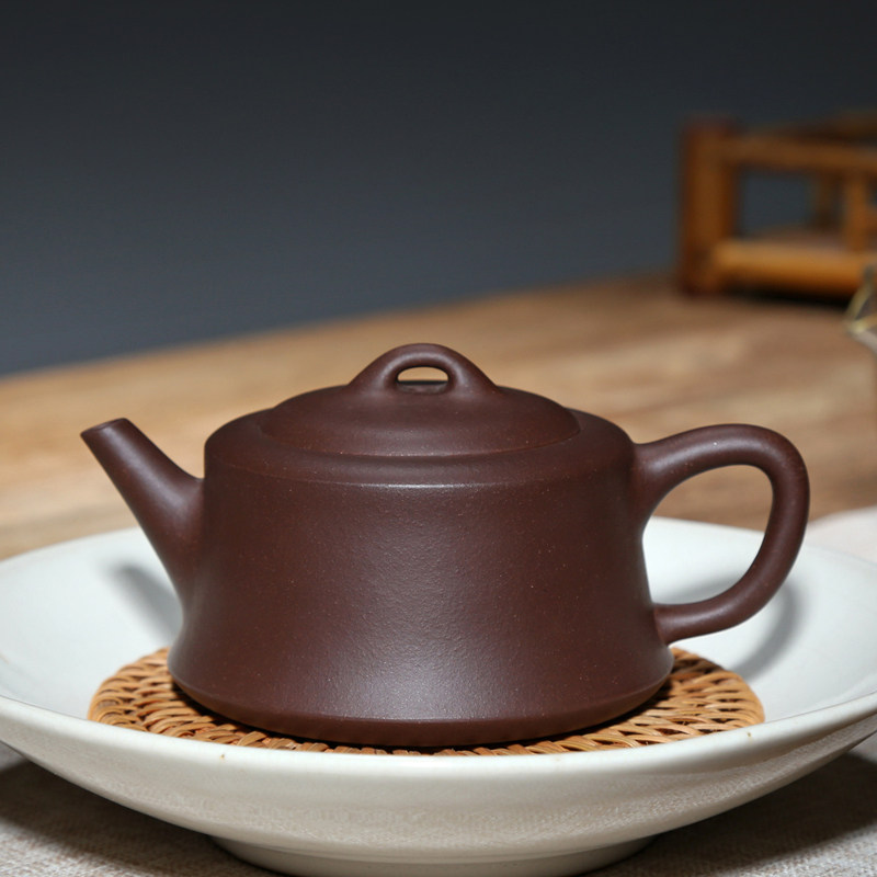 宜兴名家紫砂壶茶具纯手工泡茶壶吴竹霞原矿老紫泥220CC鱼罩壶