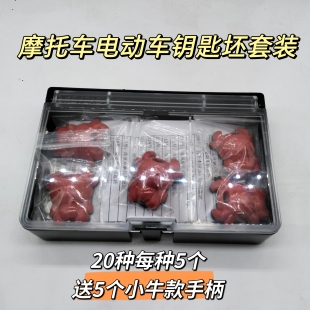 摩托车电动车中卡位钥匙坯套装钥匙头钥匙胚子20种每种5个