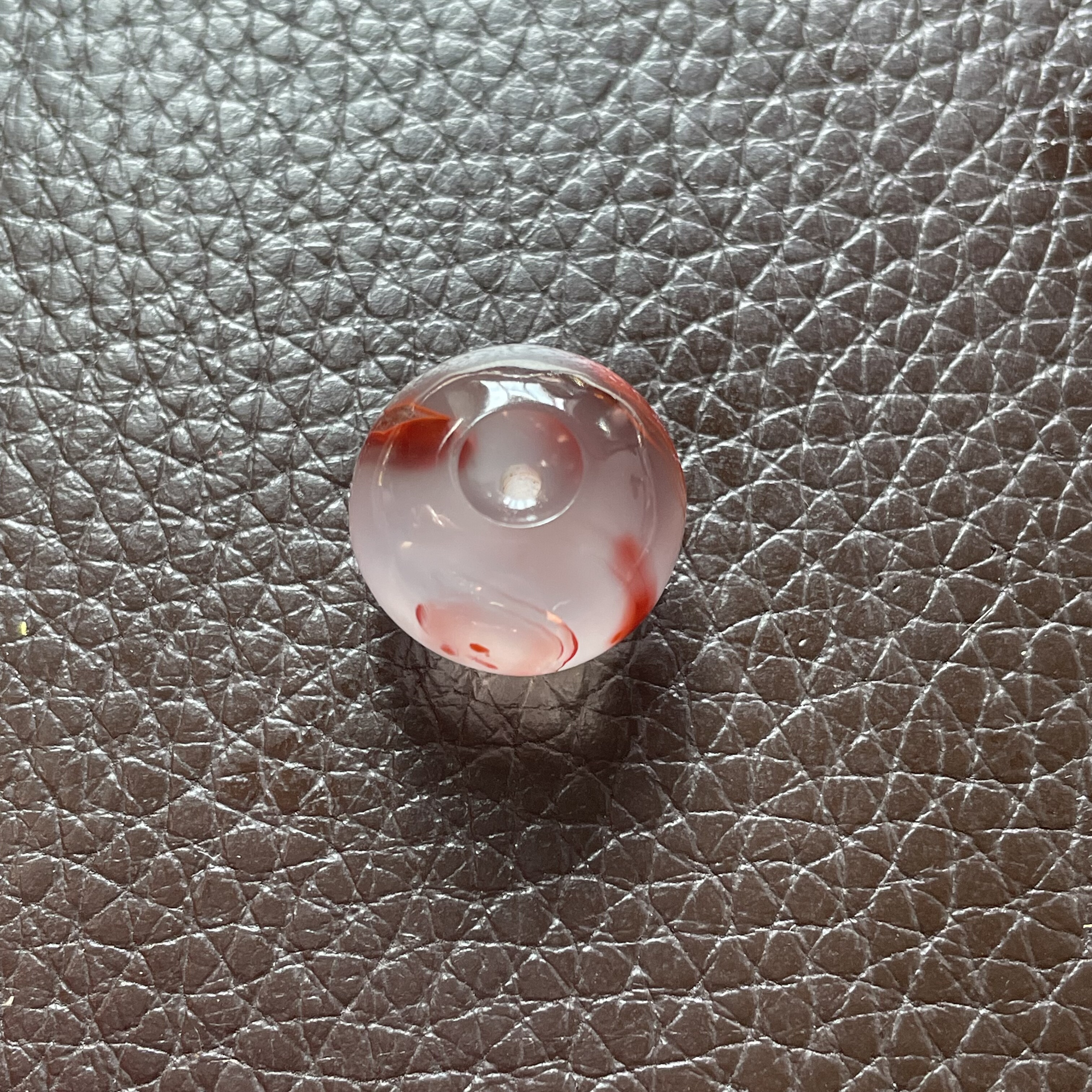 原矿南红冰透飘花红色平安扣吊坠