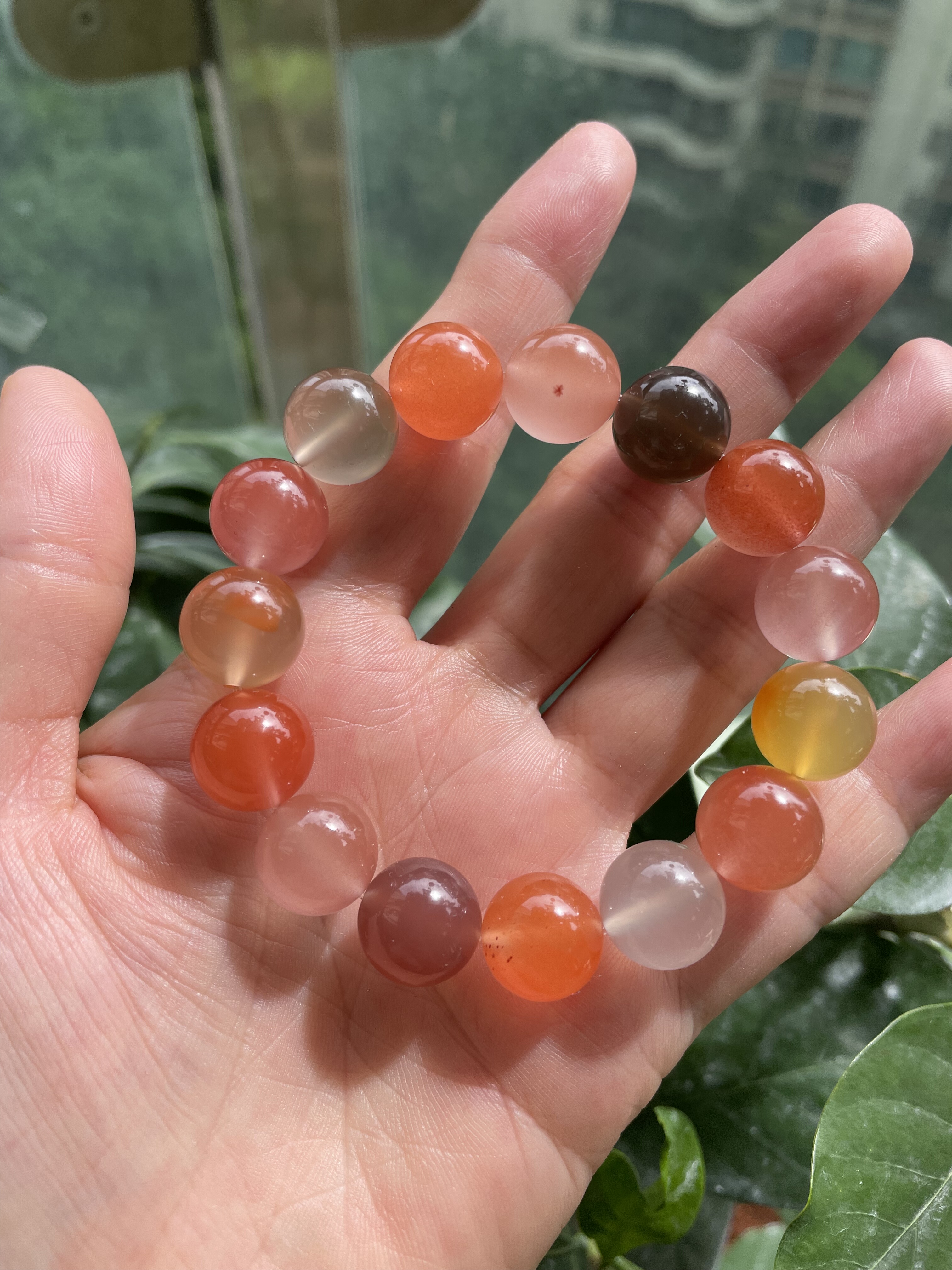 天然南红玛瑙多宝手串 糖果色冰飘南红圆珠手链