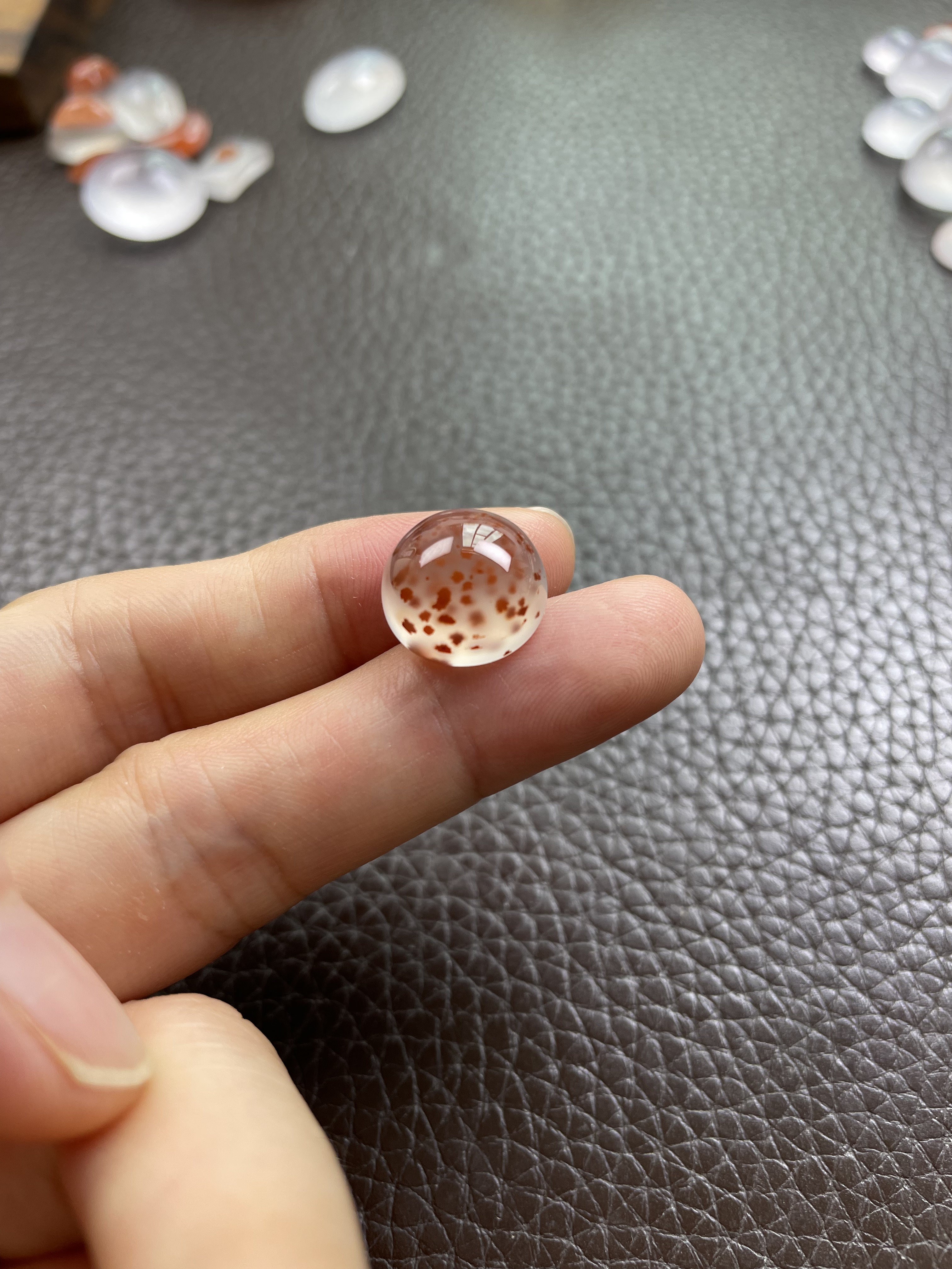 天然南红满天星草莓蛋面戒指裸石