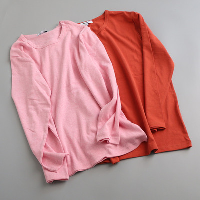 自制款女士基础款棉质针织长袖打底衫 家居t秋衣圆领舒适T恤上衣t