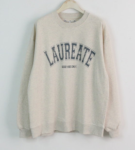 卫衣男女情侣款 米色基础款 高棉时尚 印花圆领长袖 春季 套头衫 新款