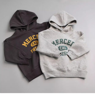 儿童秋冬薄绒连帽卫衣男女宝宝日系休闲多色套头外套100 160叠穿