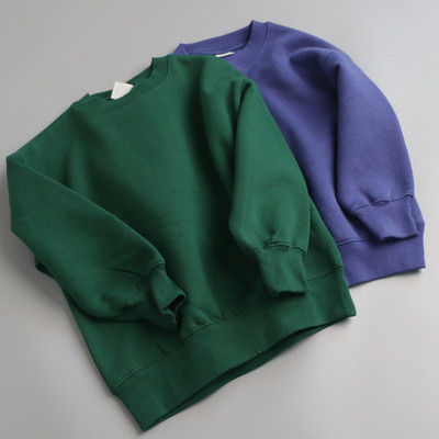 19131日系绿色儿童加绒卫衣2025男童女童印花休闲运动上衣100-160