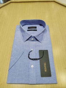 TRANDS短袖衬衫，意大利羊毛亚麻混纺可机洗，亲肤透气夏天穿搭