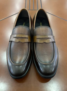 TRANDS皮鞋进口鹿皮鞋面牛皮内里，XL大底，手工擦色吊牌价3280