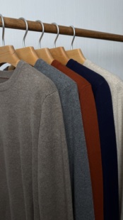 男款圆领羊绒衫国际一线品牌代工厂+康赛妮小山羊绒纱线驼色百搭