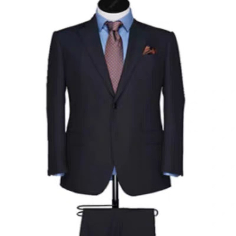 男士西服创世品牌TRANDS英国进口多美羊毛面料黑曜石色纯色商务款