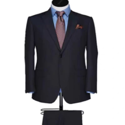 男士西服创世品牌TRANDS英国进口多美羊毛面料黑曜石色纯色商务款