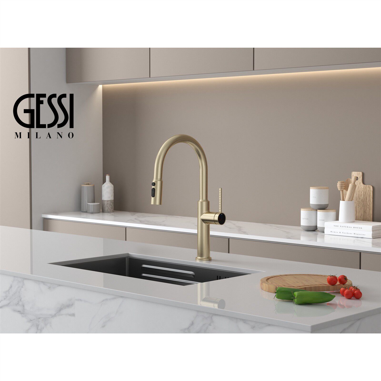 意大利GESSI捷仕厨房冷热龙头全铜可旋转单把手抽拉式菜盆水龙头