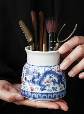 功夫茶具配件茶道六君子组合家用茶台摆件龙凤呈祥茶针刀夹套装