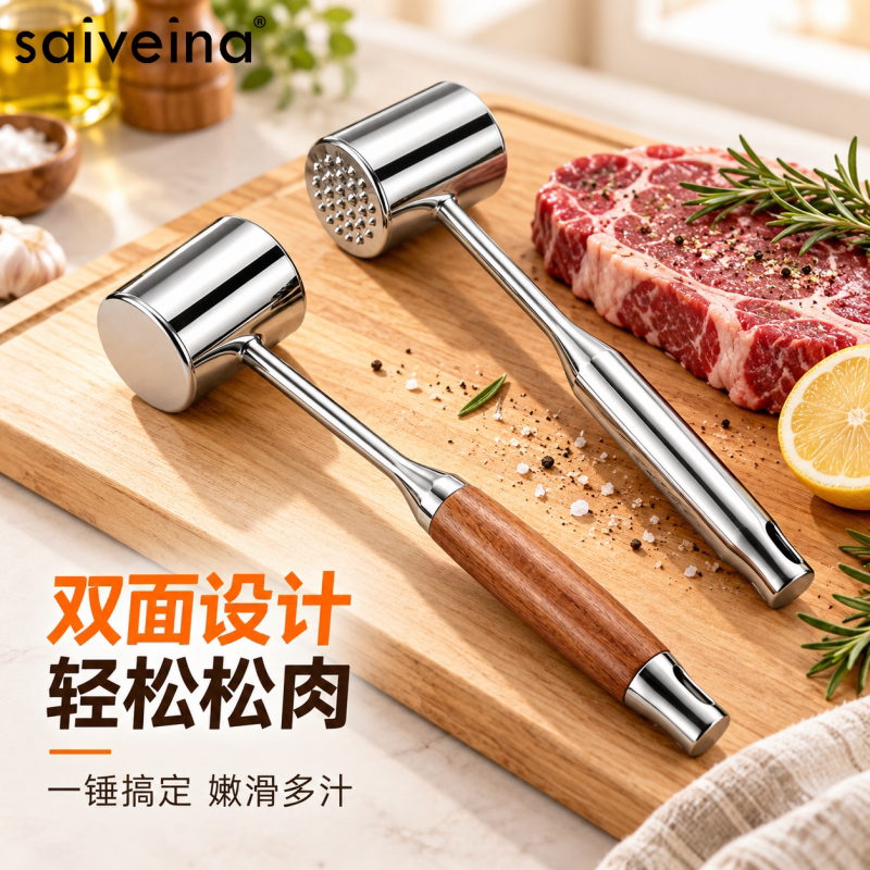 304不锈钢食品级双面实心松肉锤