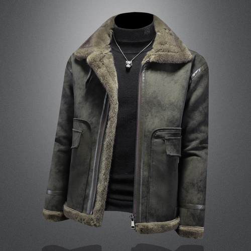 韩版工装冬季潮流皮毛一体外套