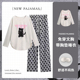全棉可外穿套装 带胸垫睡衣女春秋纯棉新款 可爱卡通家居服秋冬大码
