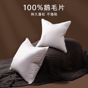鹅毛羽绒抱枕芯内胆45x45 50方形绒片靠枕芯酒店沙发腰靠背靠垫芯
