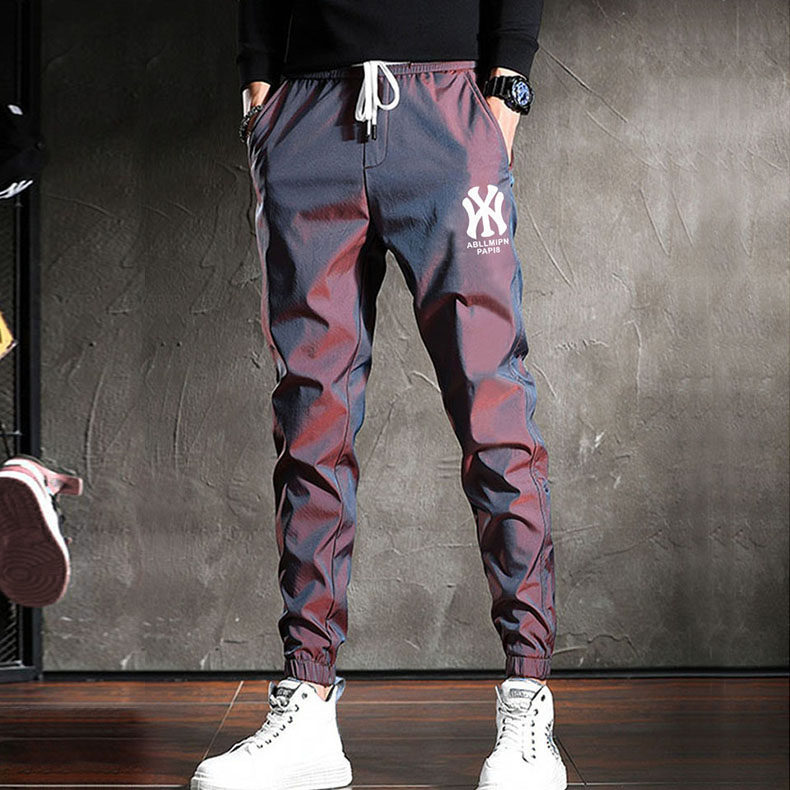 冰丝裤子男夏季新款潮流修身百搭休闲长裤青年韩版运动束脚九分裤