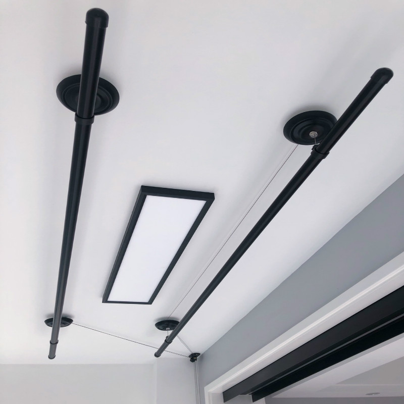 黑色手搖雙桿升降晾衣架晾衣桿