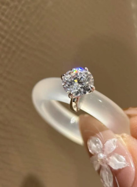 新中式「冰羽」素圈清透素圆钻戒指女简约国风气质指环食指戒指