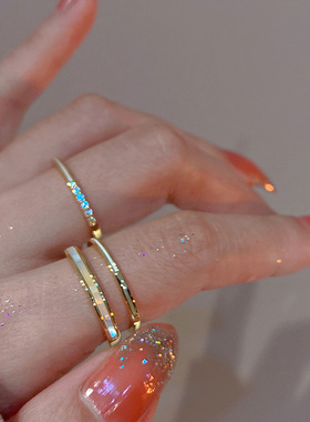 电镀锆石双层开口戒指