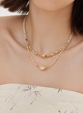 沙海部落 新中式天然石高级复古小众设计感串珠可叠带项链