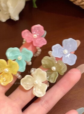 多巴胺珍珠花朵戒指女生2025新款