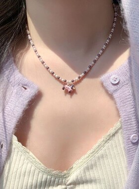 「可爱加倍」粉色腊肠小狗珍珠项链爱心少女感高颜值百搭耳环