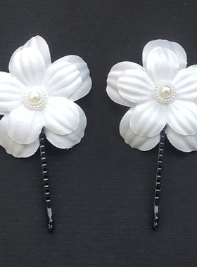 殡葬用品丧事白事头戴小白花白色头花红色带夹子清明节追悼会悼念