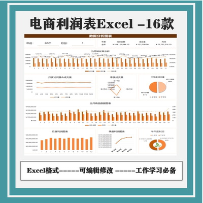 电商平台店铺双十一活动销售利润统计明细分析表格excel模板22