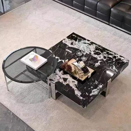 轻奢简约设计师款家用客厅大小户型方茶几组合意式极简大理石茶几