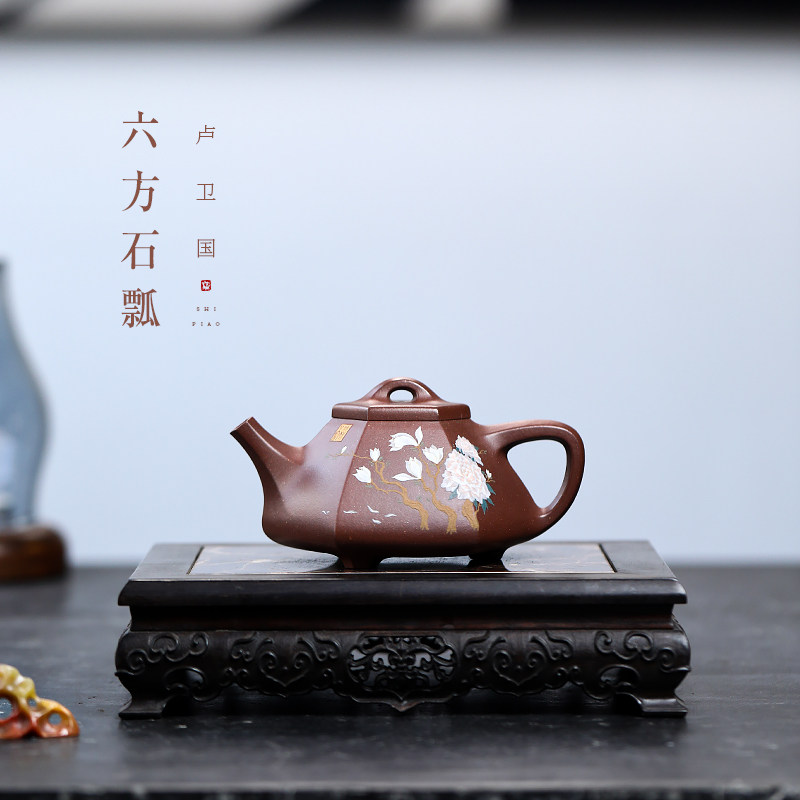名壶秋月宜兴紫砂壶原矿底槽清六方石瓢名家全手工功夫茶具泡茶壶