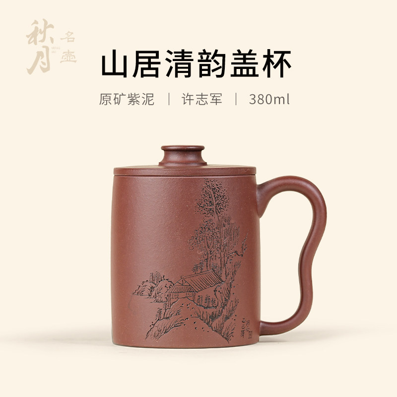 名壶秋月宜兴紫砂壶名家全手工原矿紫泥山居清韵盖杯功夫茶具泡茶