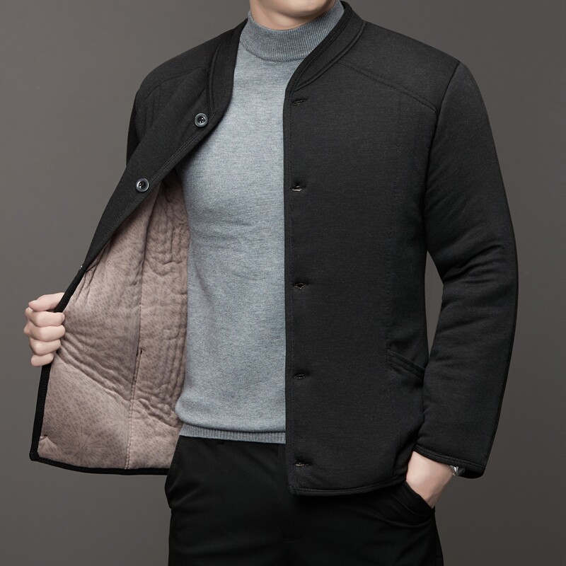 WOODPECKER DAD WINTER CLOTHES MENS COTTON JACKET FLEECE THICKENED OLD MAN GRANDFATHER WEARING COTTON CLOTHES OLD MAN CAMEL HAIR COTTON CLOTHES MAN