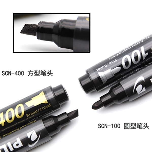 正品日本PILOT百乐 箱头笔SCA-100/400 记号笔 经久耐用圆头/方头