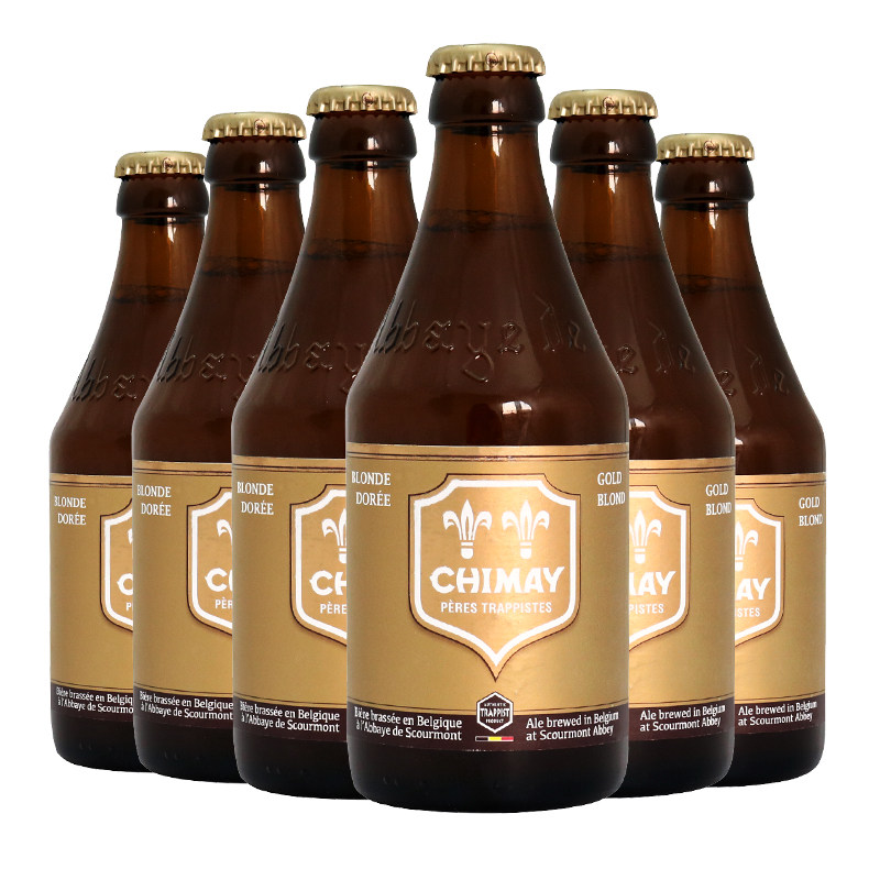 比利时进口啤酒 chimay智美金帽啤酒330ml*6瓶装 精酿啤酒