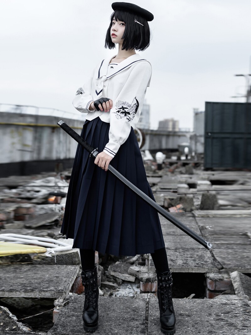 KEEL GIRL JK UNIFORM SKIRT FULL SET OF ORIGINAL GENUINE WILD COLLEGE STYLE LONG SLEEVE SAILOR SUIT ORTHODOX UNIFORM