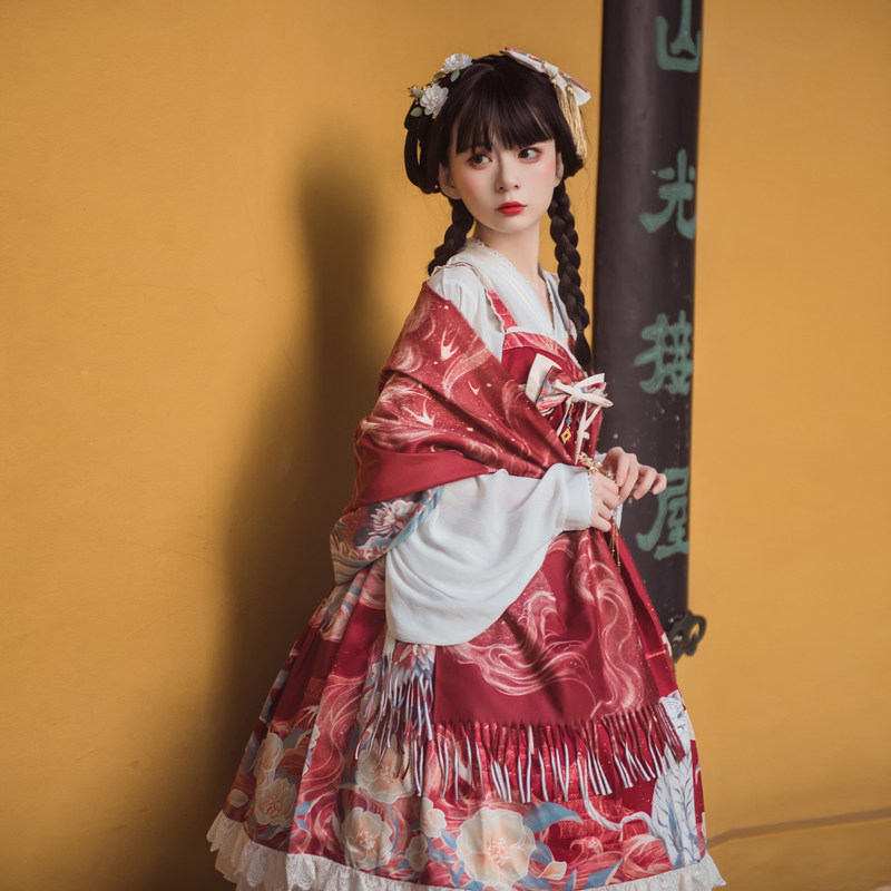 倾花宴 洛丽塔裙高腰jsk吊带连衣裙lolita正版白虎中华风小裙子