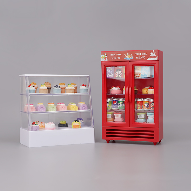 迷你过家家玩具冰箱蛋糕柜小摆件