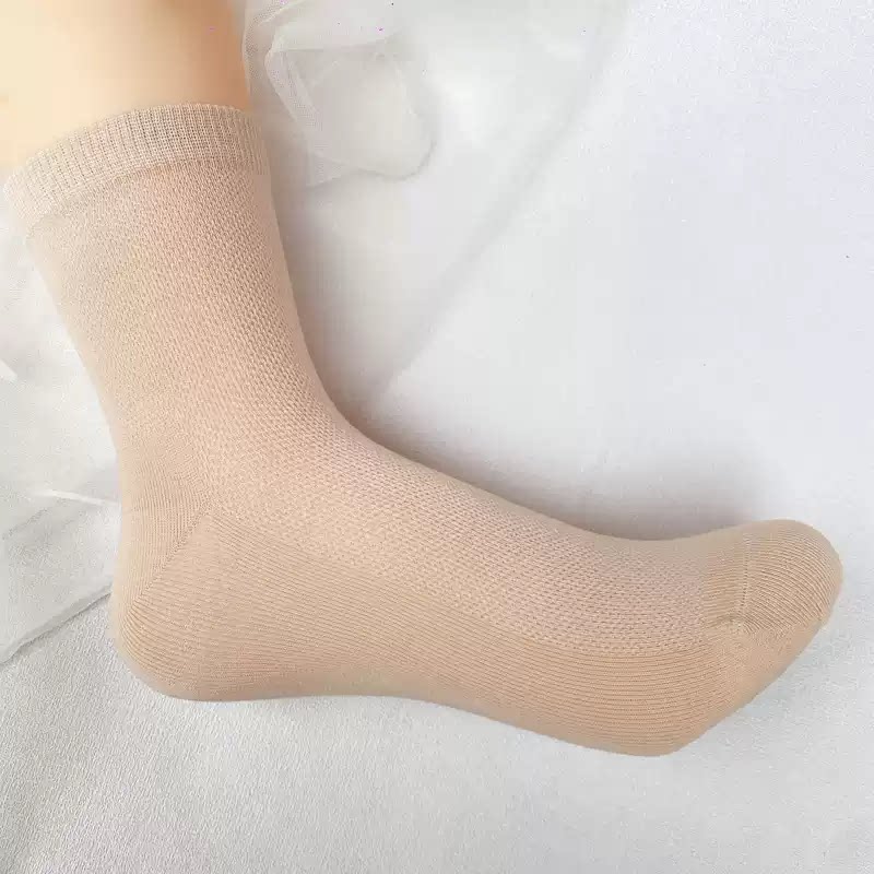 女纯棉网眼透气不勒脚中筒袜