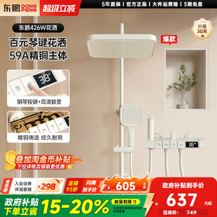东鹏卫浴全铜小户型增压花洒喷头家用淋浴数显钢琴按键花洒套装