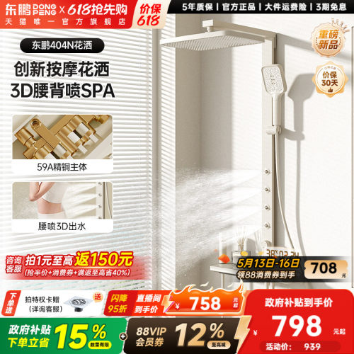 东鹏全铜腰背喷淋浴花洒套装
