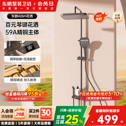 东鹏卫浴全铜增压花洒套装