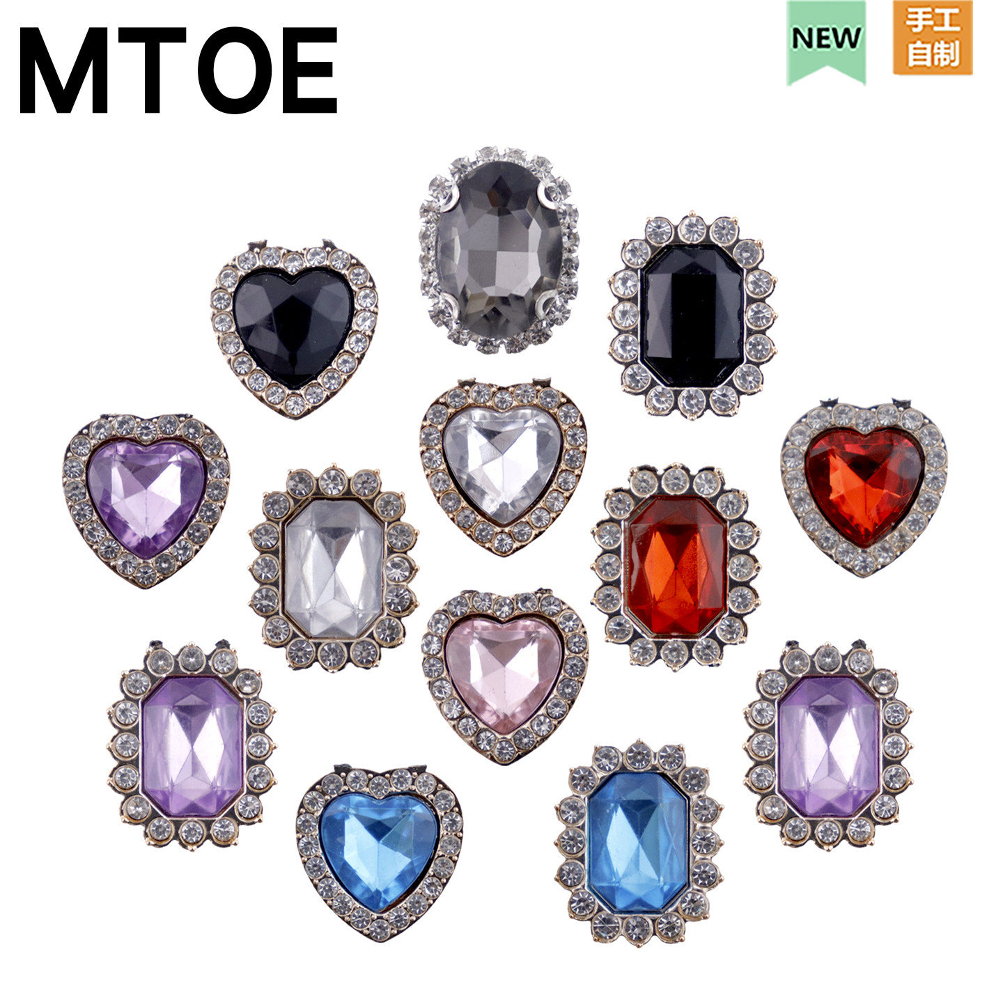 MTOE  彩色水钻洞洞鞋配饰diy满钻鞋带扣nativ浦西大孔鞋备注5X图片